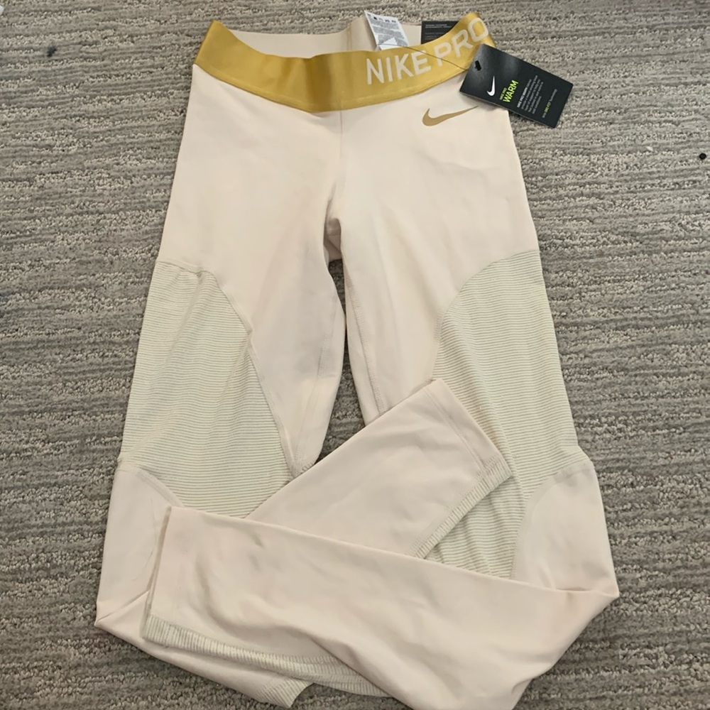 gold nike pro leggings